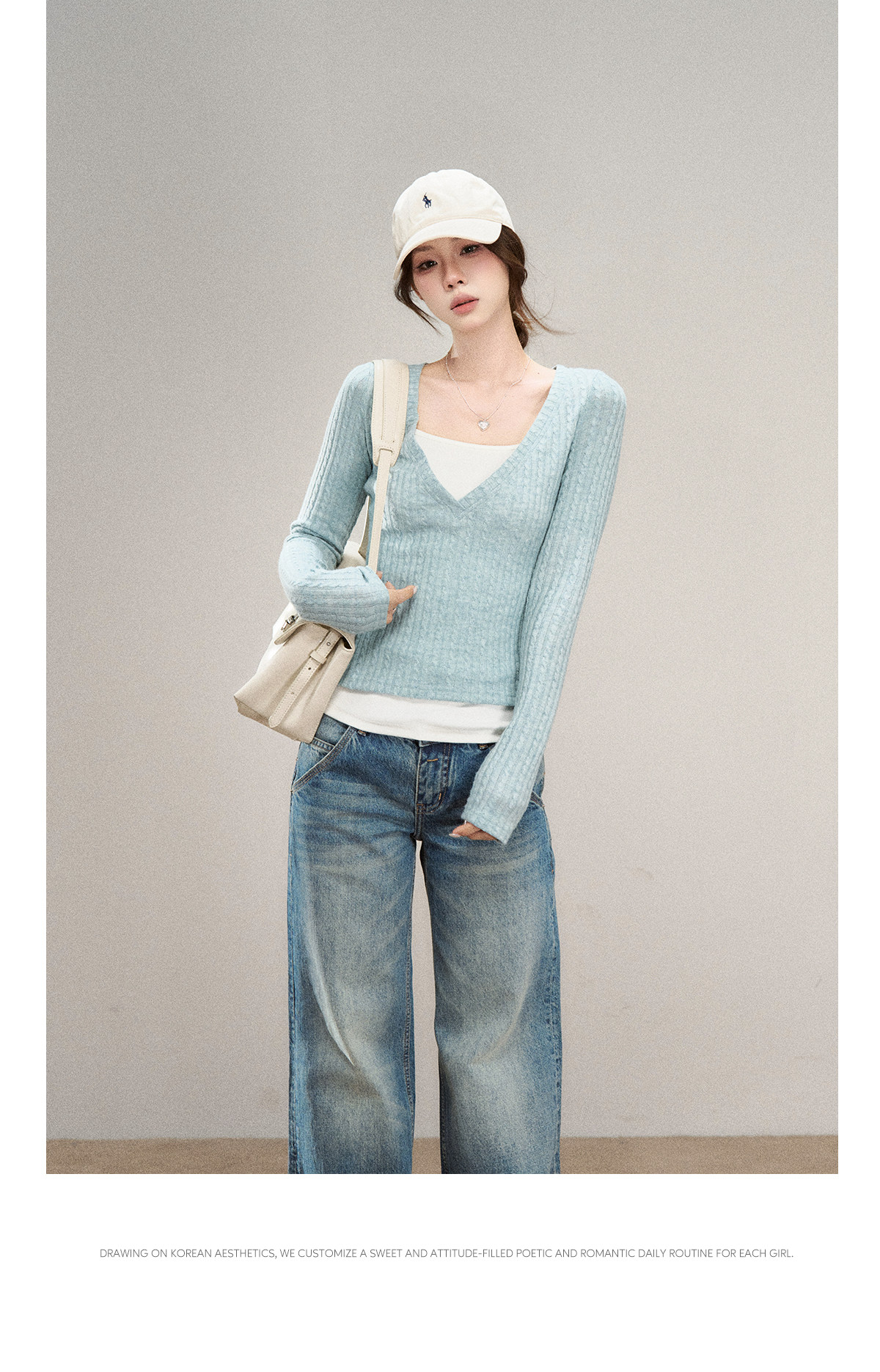Wildberry Faux Two-Piece V-Neck Ribbed Knit Top