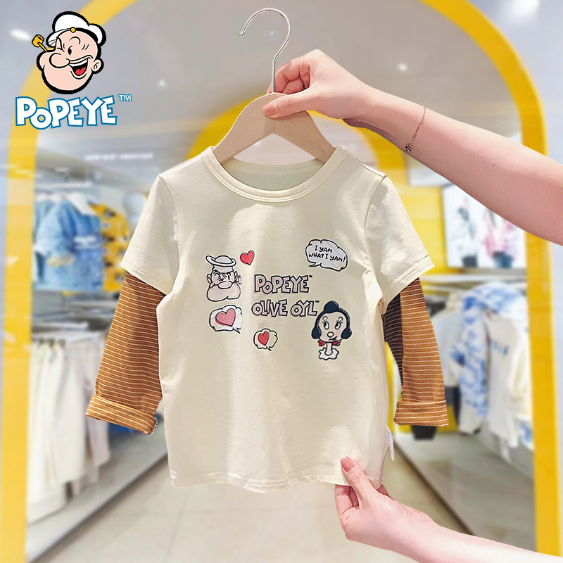 Vigorous sailor POPEYE baby long sleeve blouses male and female child leave two t-shirt children 2022 new spring clothing