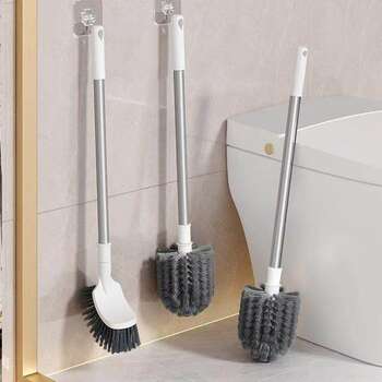 Dormitory toilet squat pit cleaning soft-bristled toilet cleaning artifact without blind spots home bathroom wall-mounted long-handled toilet brush