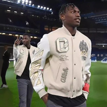 American Football Sports Fashion Mens Embroidered Bomber Jacket Hip Hop Letter Splicing Leather Baseball Uniform Y2K