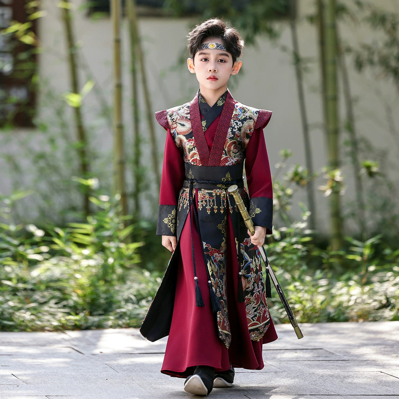 Hanfu for Boys 2026 New Spring and Autumn Children's Ming-Style Flying Fish Suit, Youth Swordsman Style, New Chinese Style, Ancient Costume Hanfu for Boys 2026 New Spring and Autumn Children's Ming-Style Flying Fish Suit, Youth Swordsman Style, New Chinese Style, Ancient Costume