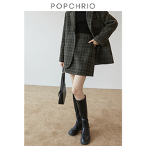 Ou Rui ◆ retro plaid woolen skirt high waist double face A character wool short skirt suit dress women Autumn