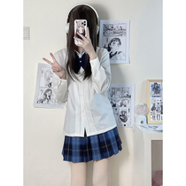 Organ Pleat JK Uniform Shirt Long Sleeve Spring Children Schoolgirl College Wind School Uniform White Shirt Delivery Collar Tie Tie