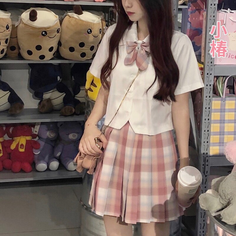 JK Uniform female original JK suite summer school uniform student college wind Xiao Yi fold dress