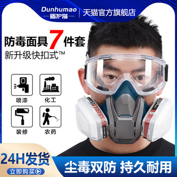 Full-Face Gas Mask, Dustproof Protective Mask, Spray Paint, Advanced Laboratory, Chemical, Activated Carbon, Painter, Pesticide