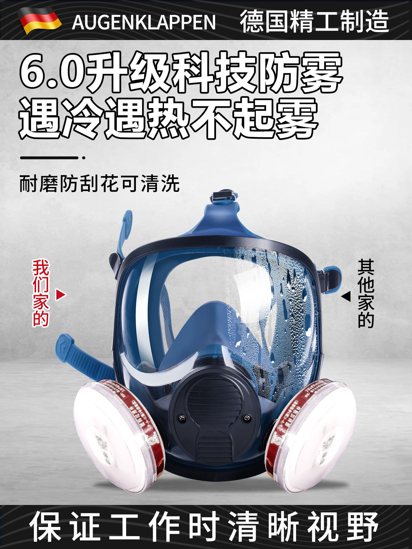 German Gas Mask Full-Face Mask for Spray Painting, Specialized for Toxic Chemicals, Gas, and Dust Protection, Official Flagship Store