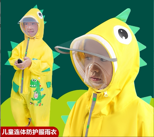 Children's Protective Clothing, Face Shield, One-Piece Raincoat, Boys and Girls, Toddlers, Kindergarten Kids, Travel, Anti-Splash, Rain Pants