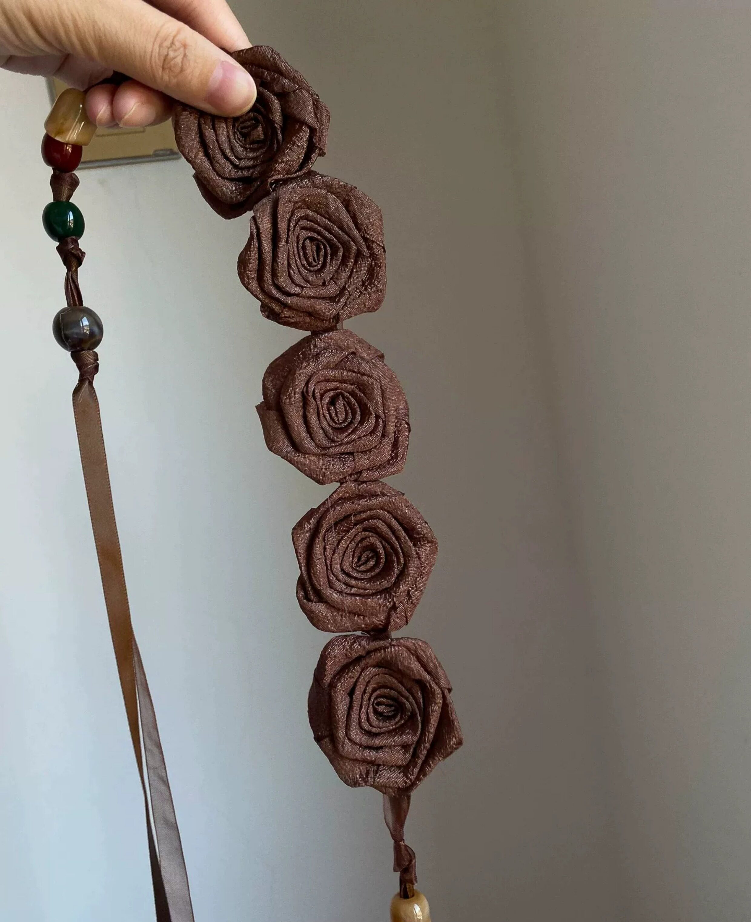 [Retro Rose] New Chinese-Style Ethnic Woven Rose Belt with Skirt Decoration, Dress Waist Chain Accessory — تصویر 1
