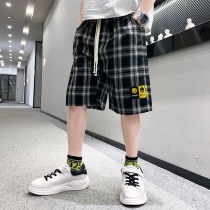 Boy casual shorts Chauletide Summer thin Boy Children Black Plaid Loose 50% Pants Boy Pants Summer