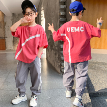Boys summer dress suit 2022 New CUHK child handsome and thin sports short sleeves Two sets of foreign air 10 years old