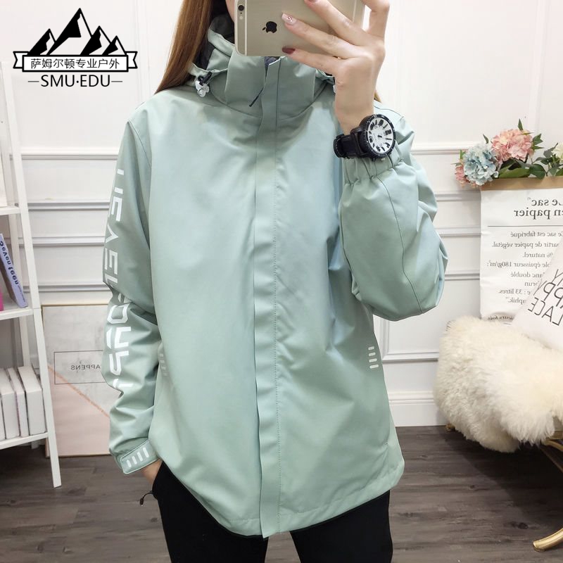 Autumn-winter sub-machine clothes male and female lovers three-in-one detachable outdoor climbing clothes warm and suede thickened windproof jacket