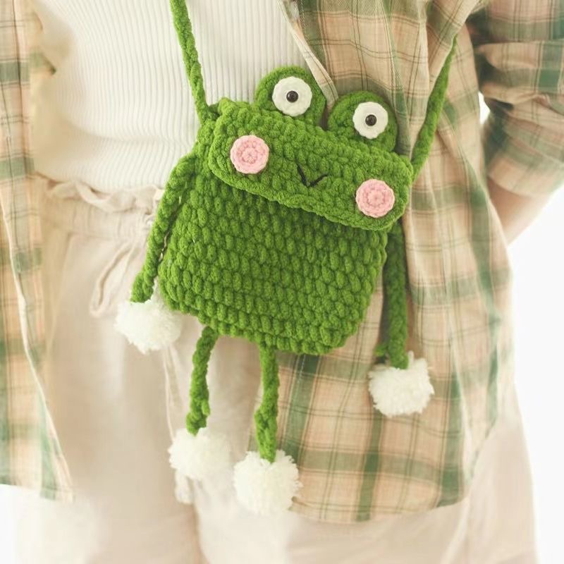 New Handmade Woven Bag DIY Material Kit Yarn Children's Super Cute Gift Crochet Crossbody Coin Purse Earphone Card Holder