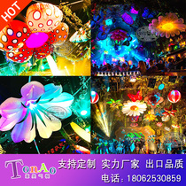 Inflatable flower gas model glowing hanging flower mushroom butterfly holding caterpillar gas model bar atmosphere to create decoration