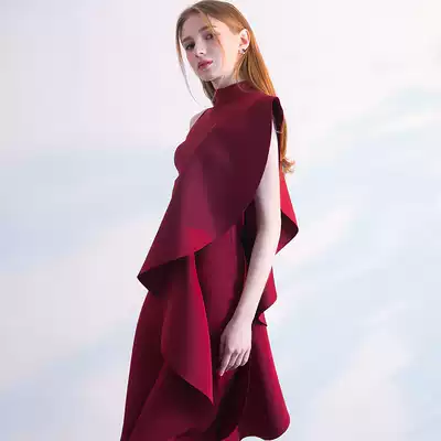 Toast clothes can usually wear 2021 new bride wine red engagement dress summer slim back dress