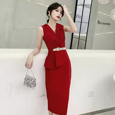 Toast clothes can usually wear 2021 new bridal wine red engagement dress back red skirt wedding dress