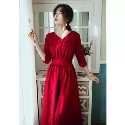 Toast clothes can usually wear 2021 new bride wine red engagement dress temperament dress daily return