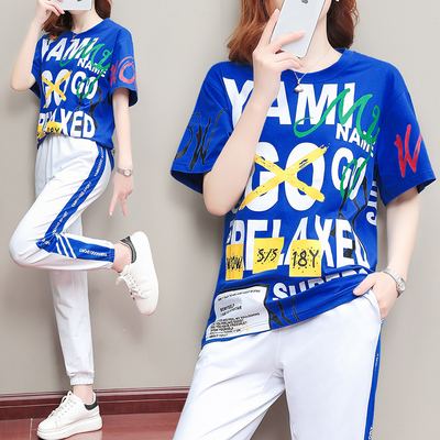 崇森玖2021春夏休闲纯棉套装透气亲肤吸汗运动套装两件套跑步服