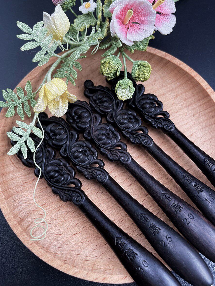 Shanghai brand Jinlan crochet ebony handle master needle Hanju hand-knitting tool