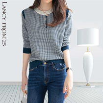 Langzi womens 2022 autumn domestic new temperament all-match plaid wool sweater loose top