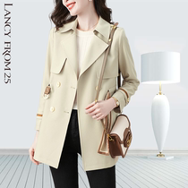 Langzi womens clothing 2022 spring and autumn domestic new fashion thin waist mid-length casual trench coat