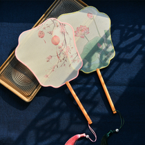 China Wind Flying Fairy Translucent Group Fan Hanfu Walk Show Palace Fan Female Style Long Handle Palace Ancient Dress Fan customizable diagram