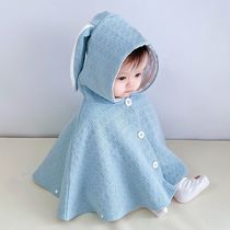 Baby shawl small outer wear spring and autumn childrens baby cloak hooded coat newborn cloak outdoor windproof clothes