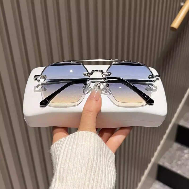 Kellen Dany France [Designer] Half-Frame Glasses for Men and Women, Double Bridge Uv Protection Sunglasses