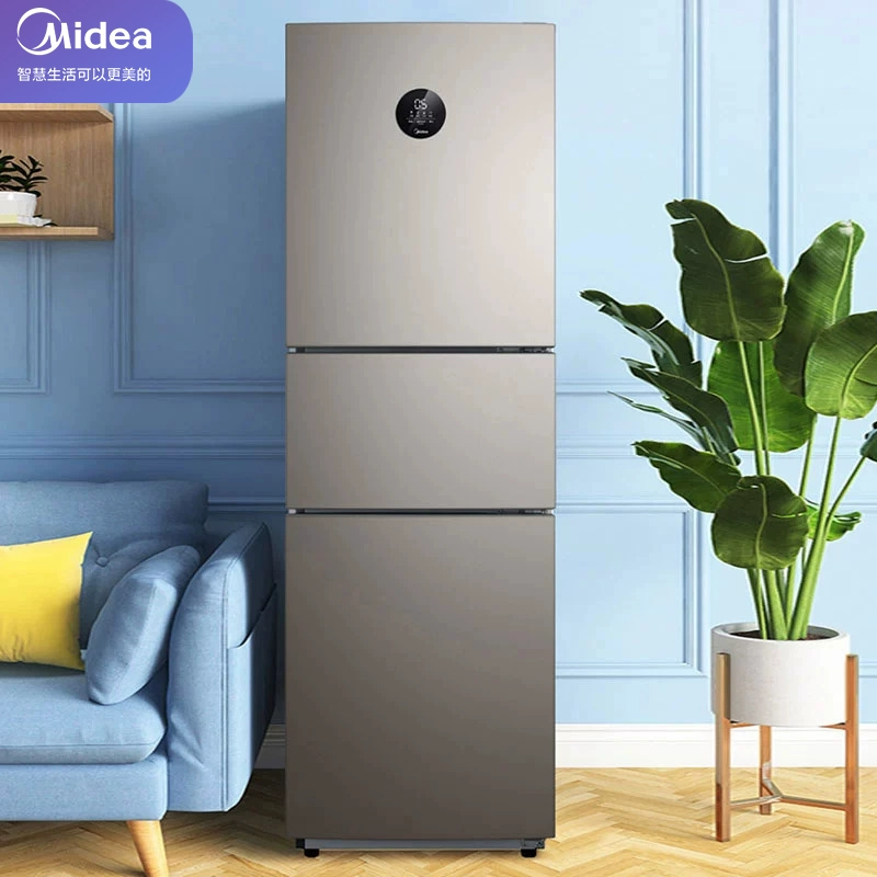 Tủ lạnh thông minh ba cửa có dung tích 247 lít của Midea, tủ lạnh nhỏ làm mát bằng không khí có dung tích trung bình, làm mát bằng không khí với khả năng chuyển đổi tần số hiệu quả năng lượng chính - Tủ lạnh