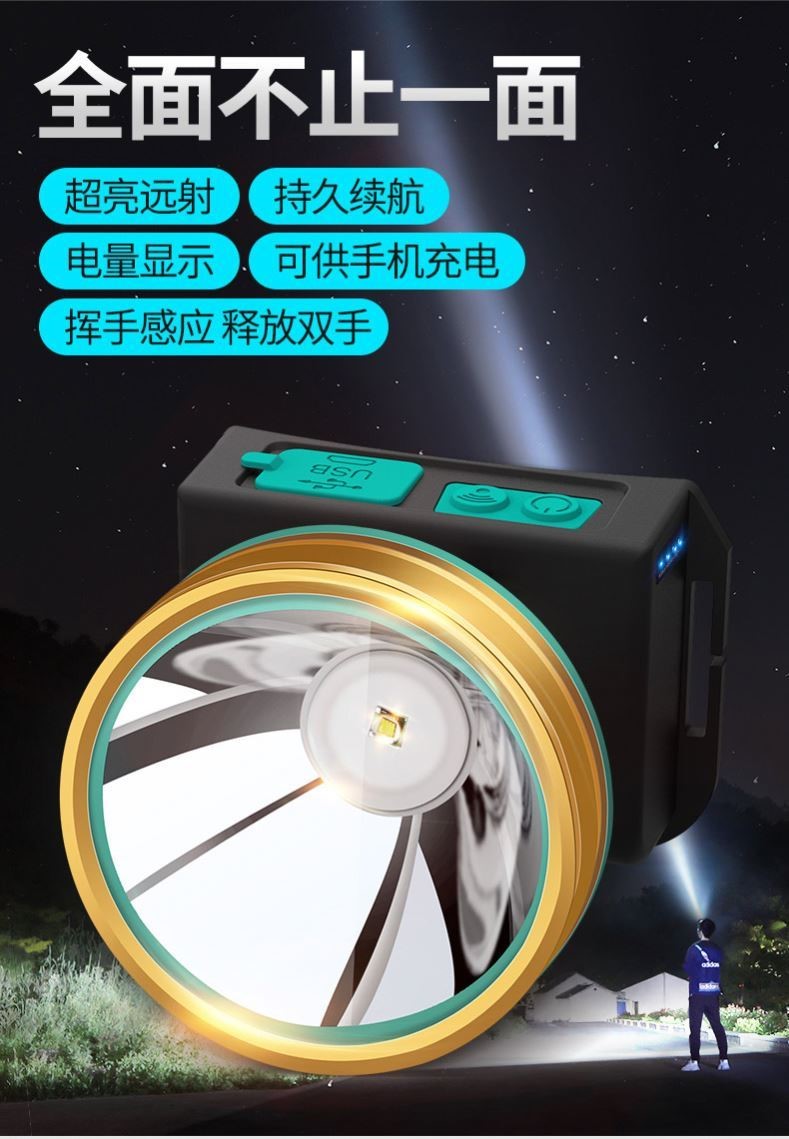 2019 new headlight strong light charging super bright 3000 meters outdoor yellow light split head-mounted xenon miner's lamp fishing