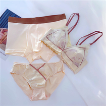 Its all limen no steel ring lovers underwear three sets lovers underpants One man and one woman pure cotton lace lovers inside