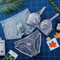 Its all Lies new couple three sets with bra with bra ice silk lovers panties and hot couple underwear