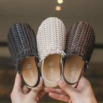 Girl sandals Han version Baotou Princess Shoe braided Childrens sandals Childrens sandals Baby anti-slip Soft bottom beach Shoe 1-7