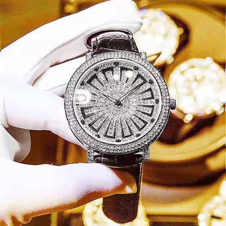 When rotating, watch, men's watch, female watch, star, Diamond, full drill, Big Dial, shake, transfer, turn