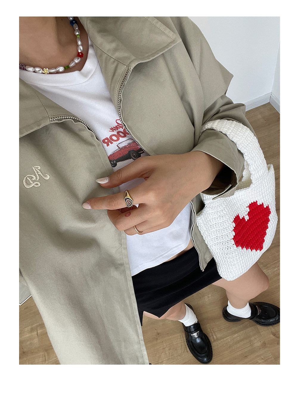 товар из китая 【纯手工】adoor 2色可爱爱心迷你手拎包妈妈手工钩织欧美ins毛线 OTHER