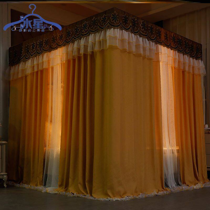 Add water starry cloud anti-dust shading bed curtain mosquito net one-piece 2 m 1 8m bed 1 5 bracket fixed princess wind home