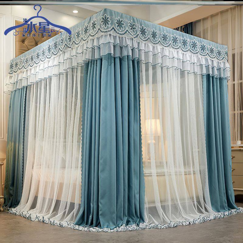 Tim Mercury cloud European luxury mosquito net household double 1 8m Stainless steel bracket shading bed curtain cloth 1 5m double layer