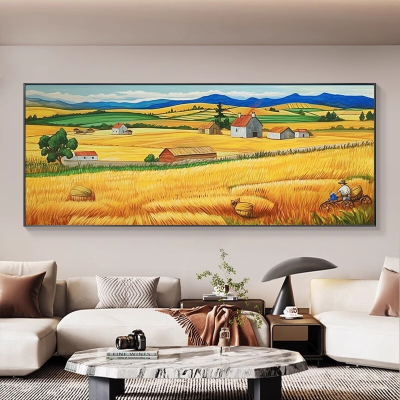 Van Gogh Harvest Living Room Hanging Painting Horizontal Wall Art Sofa Background Wall Decorative Painting Modern Simple Rural Landscape Painting Van Gogh Harvest Living Room Hanging Painting Horizontal Wall Art Sofa Background Wall Decorative Painting Modern Simple Rural Landscape Painting