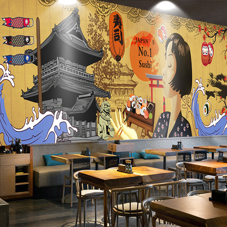 [USD 7.10] Japanese Sushi Restaurant Wallpaper Japanese Restaurant