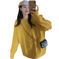 Twist sweater womens design niche autumn and winter thickened loose outer wear knitted top with bottoming shark pants