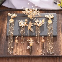  Ancient style hair accessories tassel rear clip Hanfu rear pressure hair accessories Ancient style girl full set of wild Ming headdress set wild