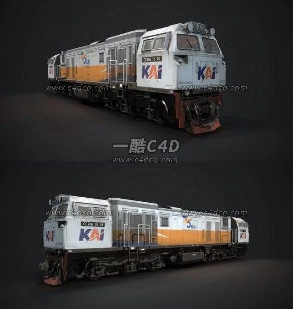 一酷C4D CC206客运列车3D模型