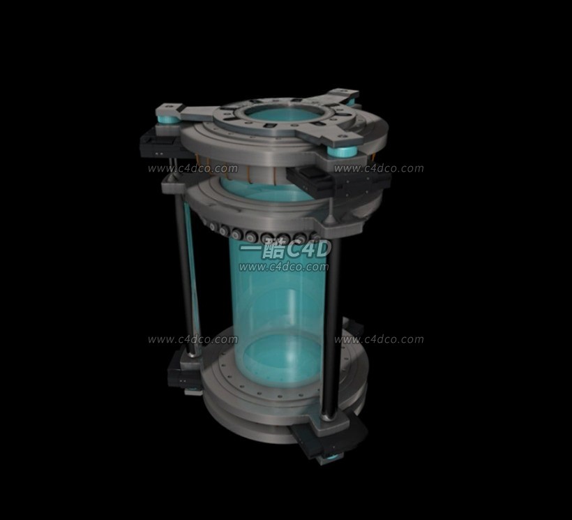 一酷C4D 科幻液体容器机械罐子3D模型