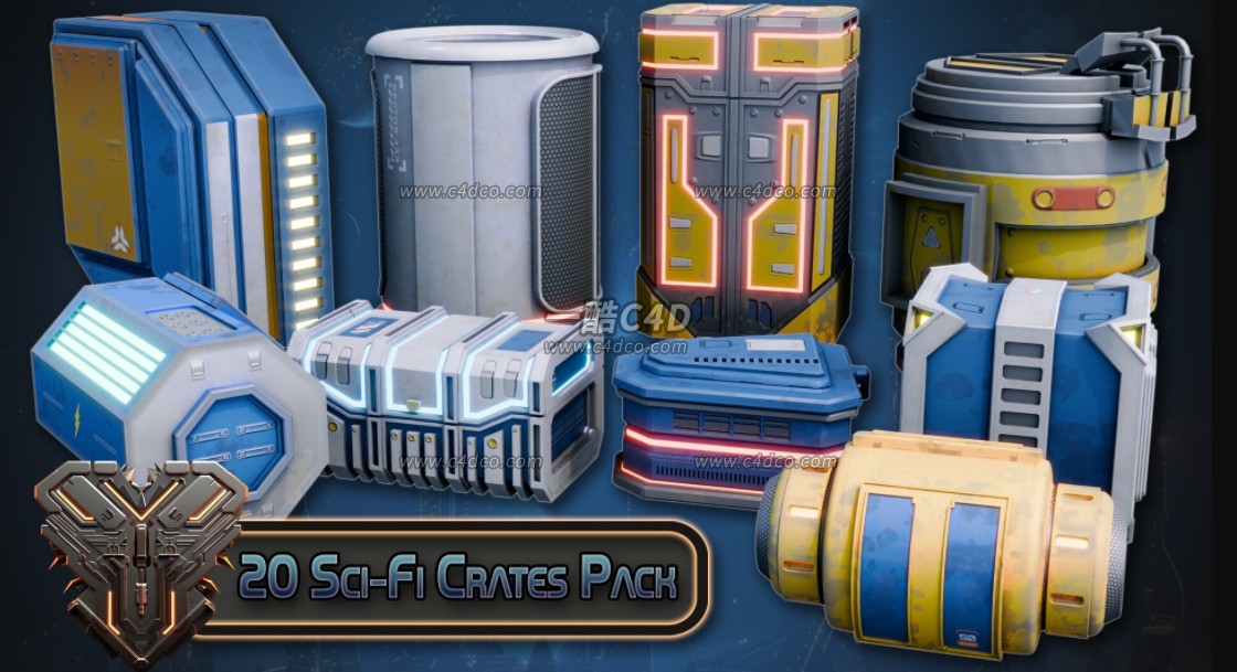 一酷C4D Blender科幻武器箱3D模型资产