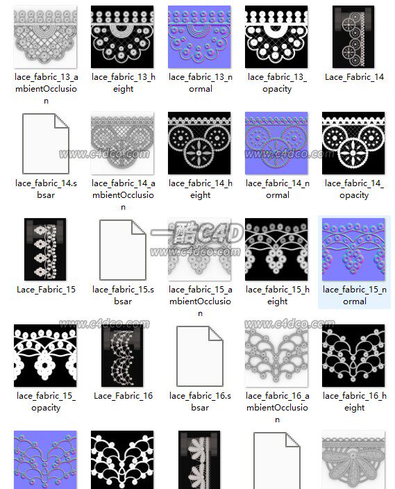 40款蕾丝面料图案花边贴图素材