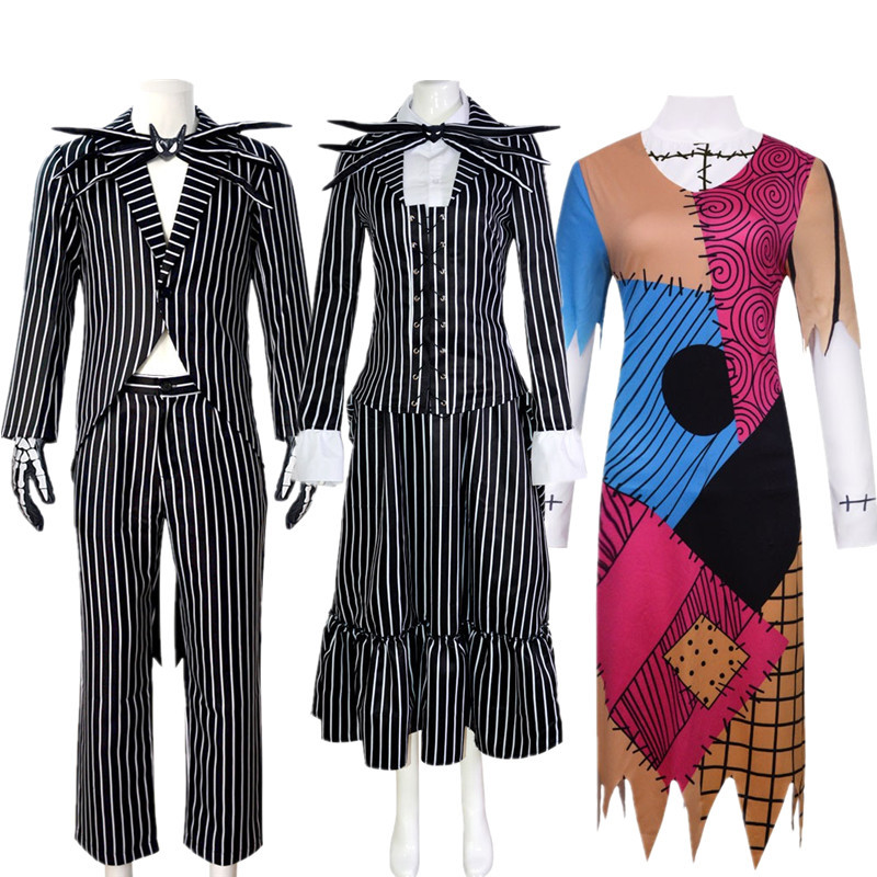 The Nightmare before Christmas Cosplay Costume Halloween Costume Skeleton Jack Sally Adult Role-Playing Party Performance Costume The Nightmare before Christmas Cosplay Costume Halloween Costume Skeleton Jack Sally Adult Role-Playing Party Performance Costume