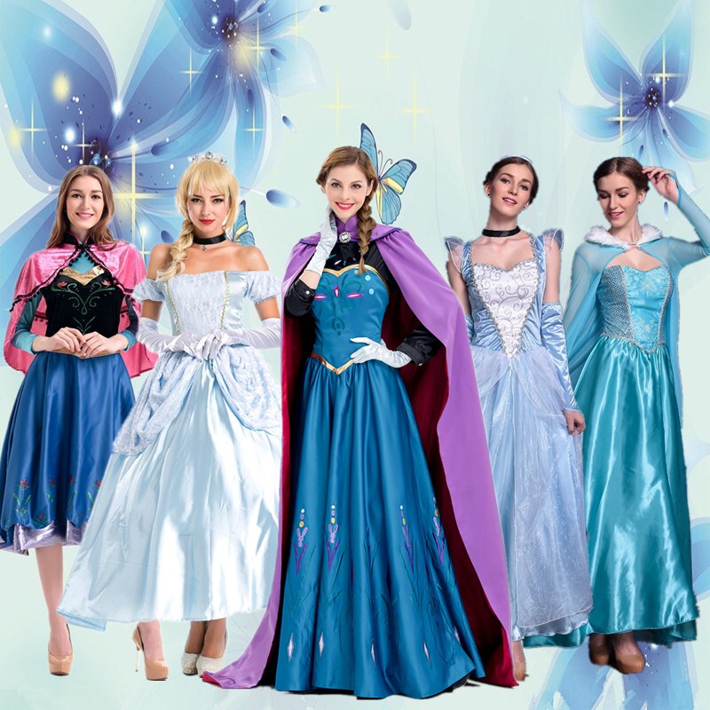 Leibella Halloween Costume Cinderella Adult Frozen Anna Snow White Dress Masquerade Evening Dress