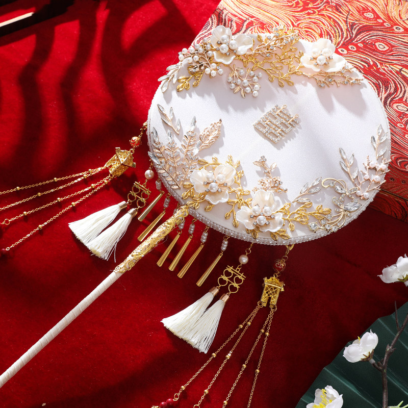 Group fan wedding bride out of marriage yet fan champagne golden light lavish style and fan finished diy material bag