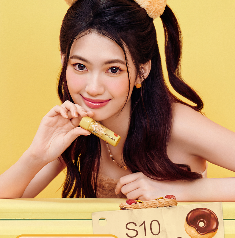【皮可熊X奶油小熊聯名版禮盒】口紅甜桃小方#S11+口紅奶油吐司S12+七色眼影01 贈聯名餐盤餐具聯名捏捏樂