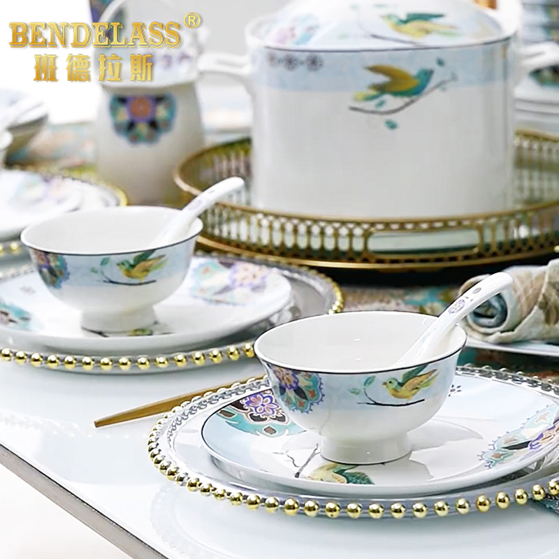 Banderras Bowl suit Home Special good-looking bowls Home 2021 New bone Porcelain Tableware Suit Light Lavish