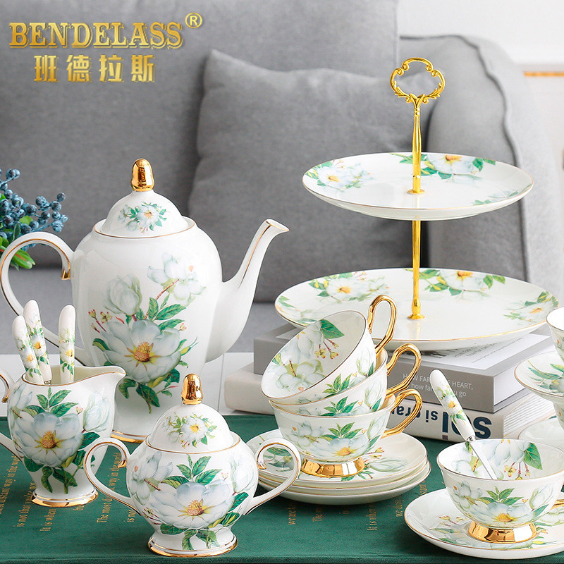Banderras Au Style Afternoon Tea Set Group Home Bone China Porcelain Coffee Cup Light Lavish Retro Fruit Flower Tea Cup Cup